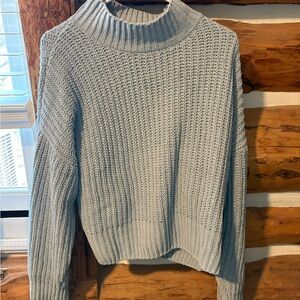 Double Zero Soft Blue Knit Turtleneck Sweater
